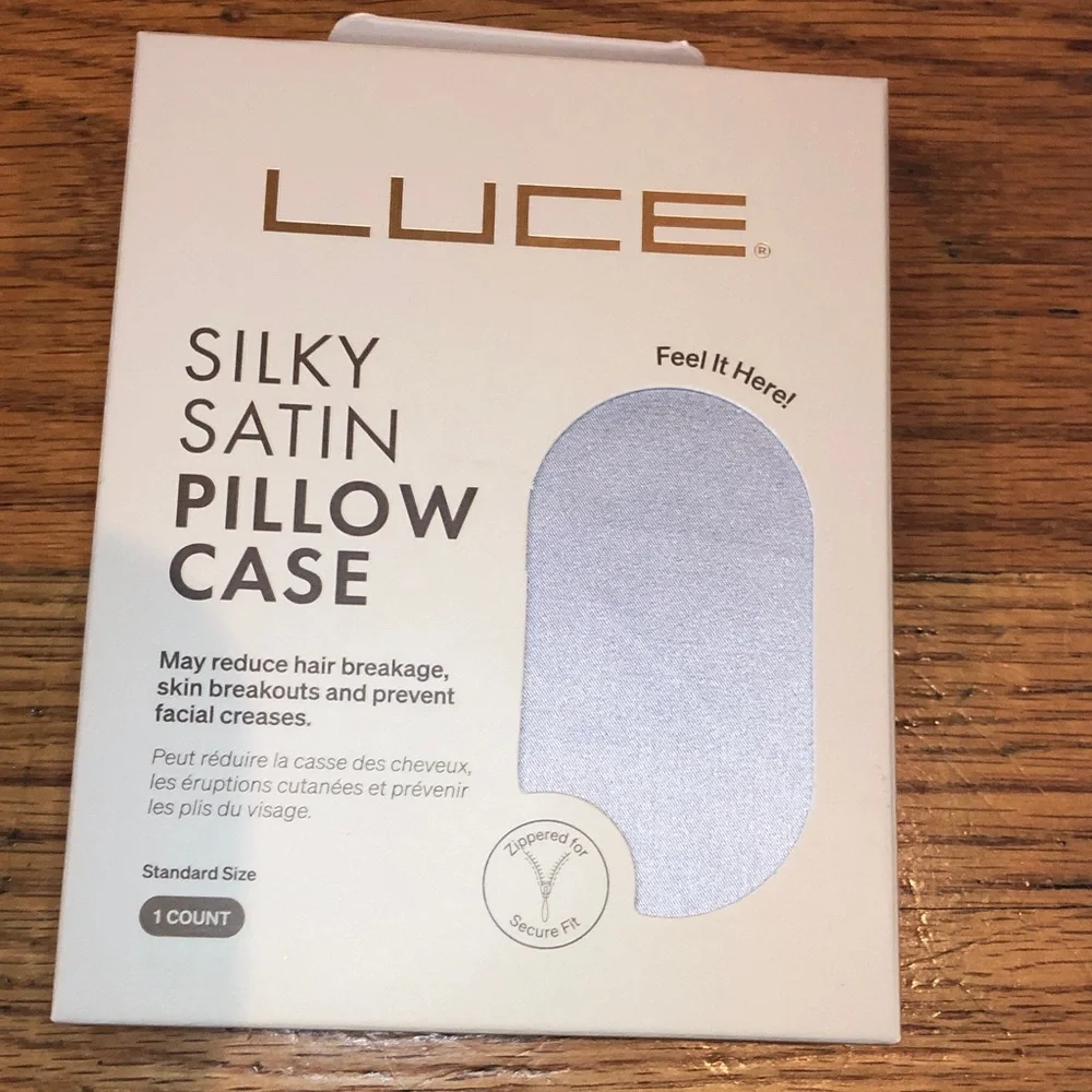Luce Silky Satin Pillowcase - Silver / gray, new